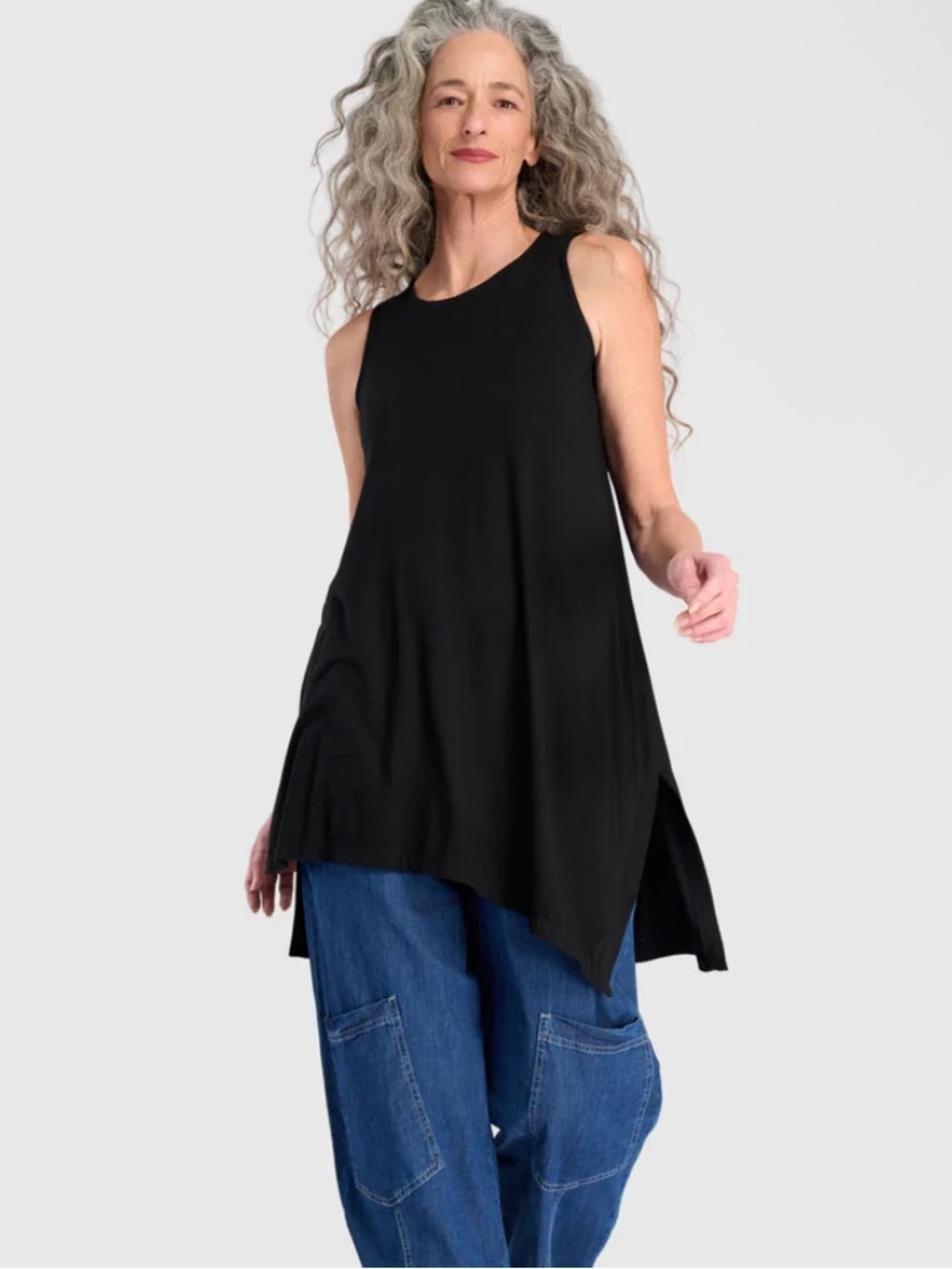 Alembika Essential Sleeveless Tunic Top Black Size 10